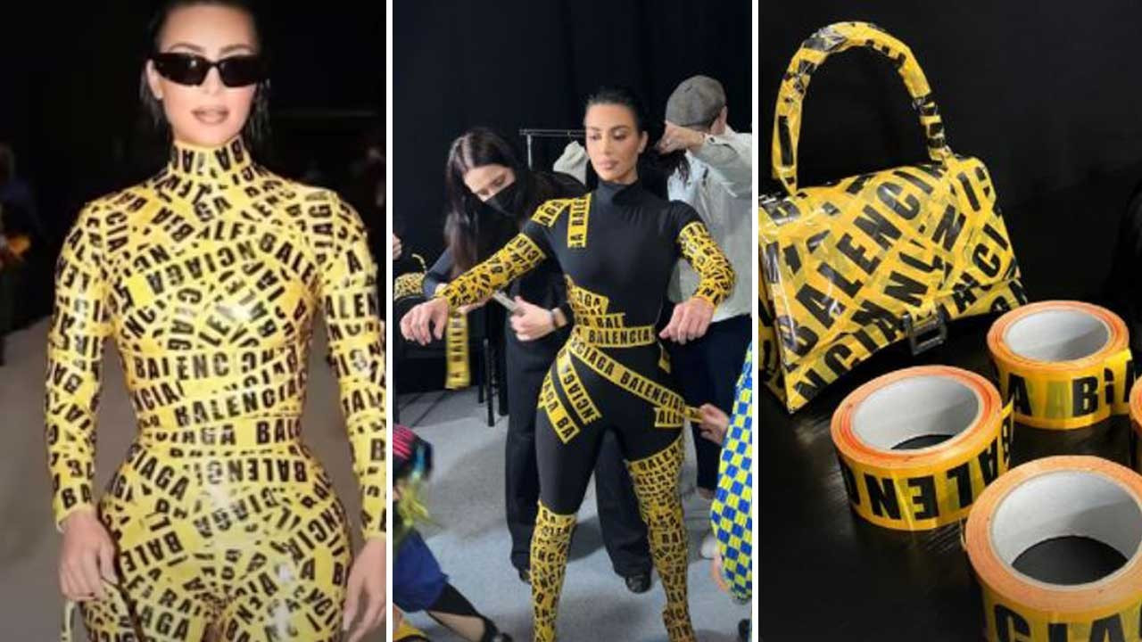 kim-kardashian,-balenciaga-defilesi-icin-tum-vucudunu-koli-bandiyla-bantlatti